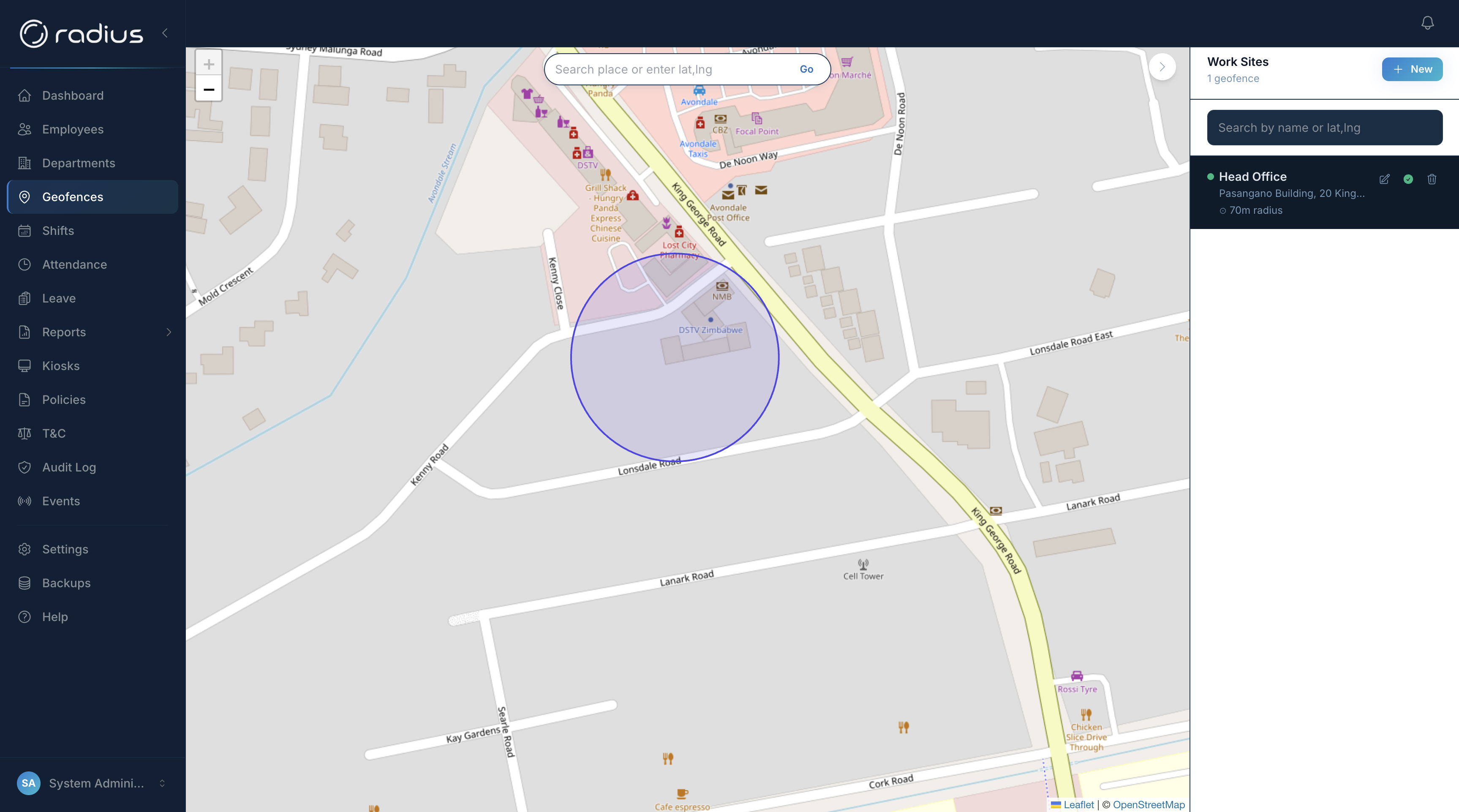Geofence map view