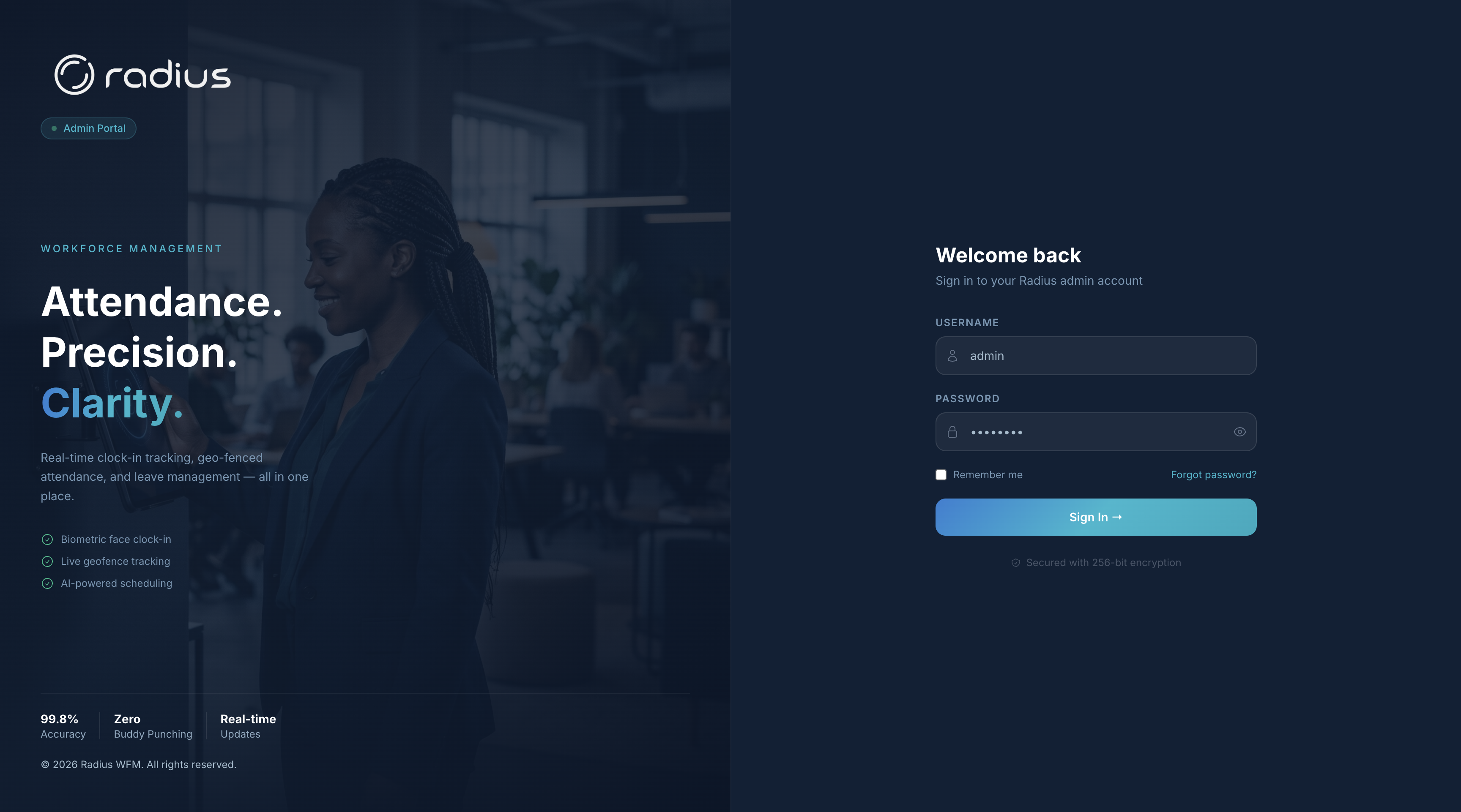 Login page